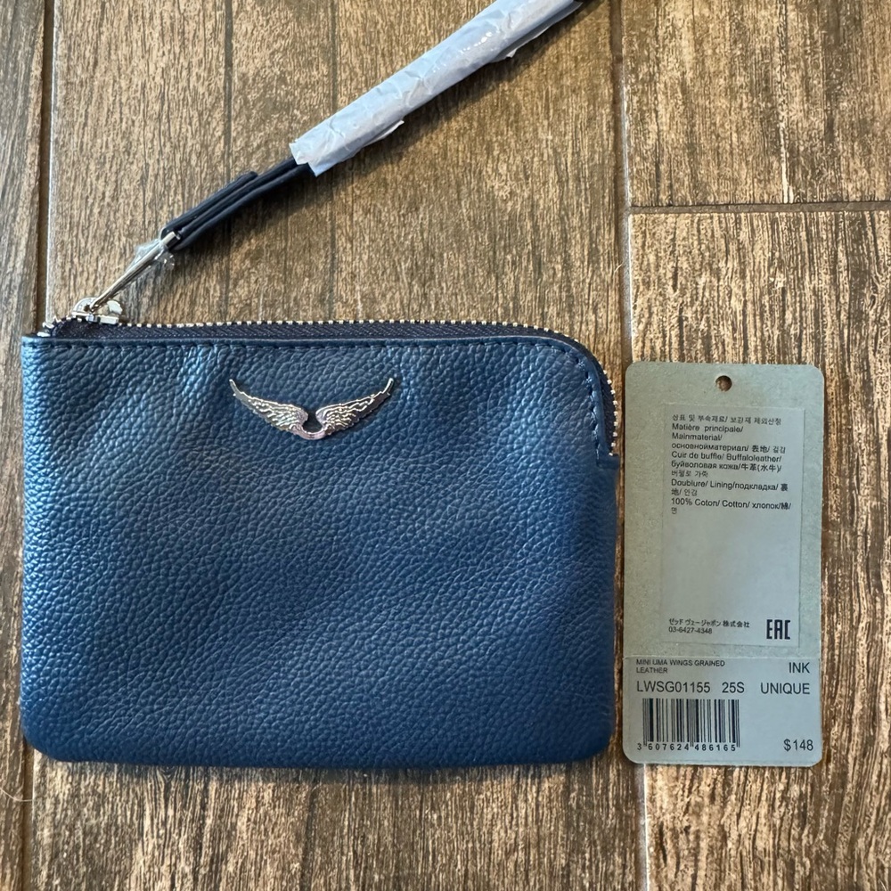 Zadig & Voltaire Blue Leather Clutch with Textured Finish